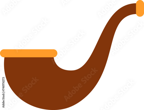 Smoking pipe icon in brown and orange color.