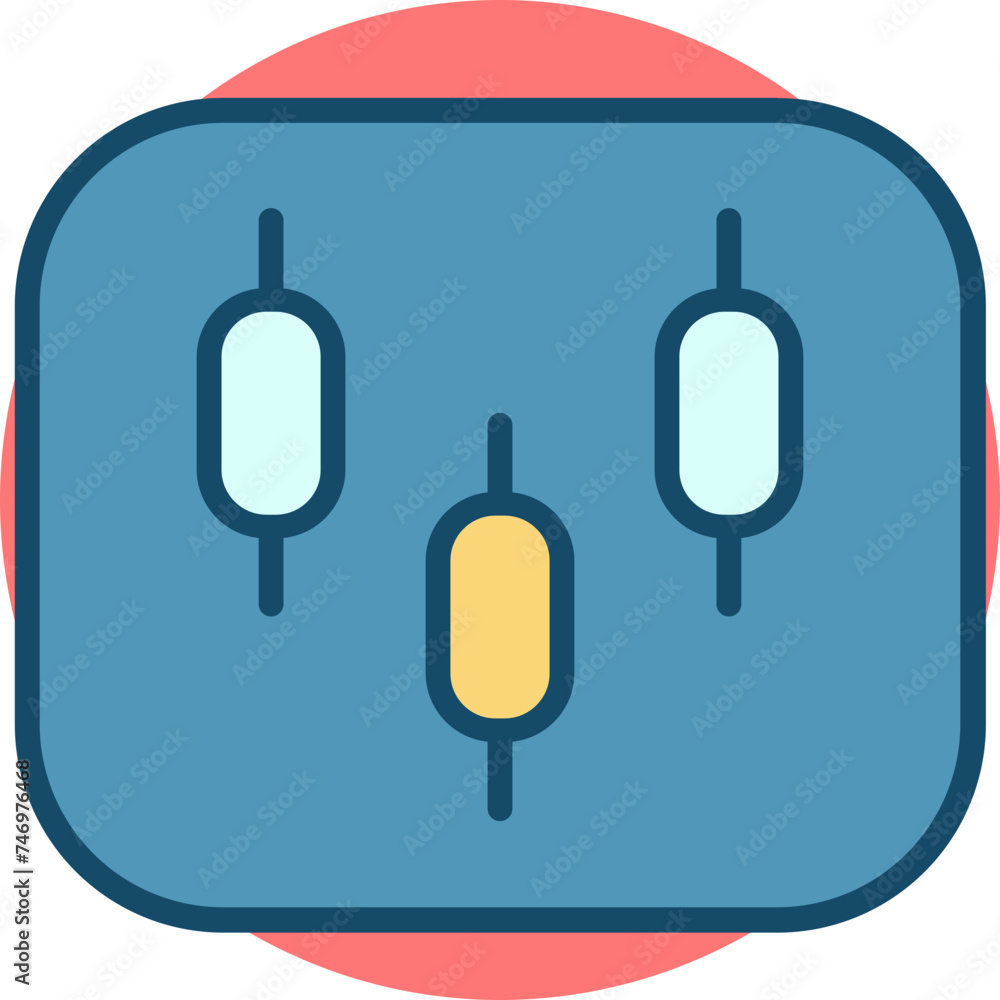 Blue slider bar icon on red circle background. Blue slider bar icon on red circle background.