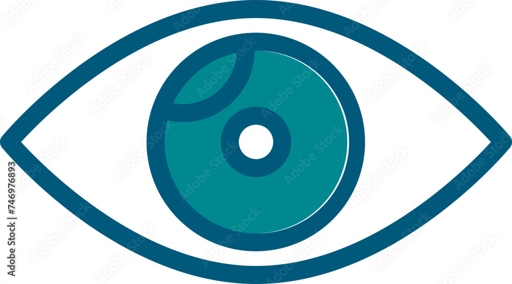 Illustration Of Eye Icon In Cyan And White Color. Illustration Of Eye Icon In Cyan And White Color.