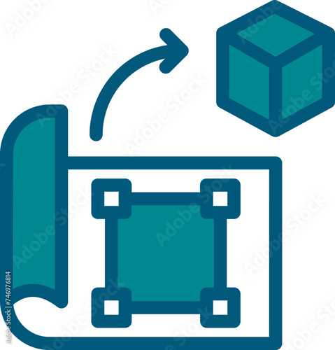 Cyan And White Prototyping Icon Or Symbol.