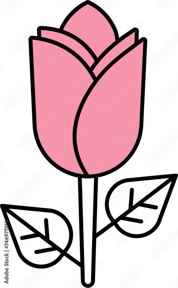 Flat Style Flower Icon In Pink And White Color. Flat Style Flower Icon In Pink And White Color.