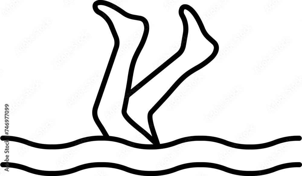 Fototapeta premium Synchronized Swimming Line Art Icon in Flat Style.