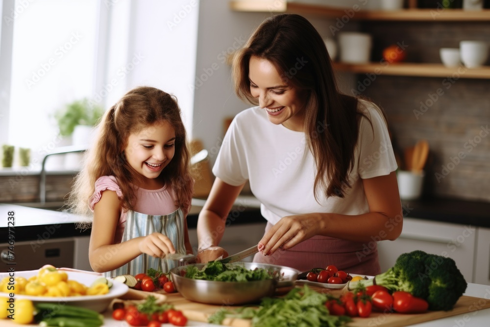 A Mother and Daughter Cooking Together. Fictional Character Created By Generated By Generated AI. A Mother and Daughter Cooking Together. Fictional Character Created By Generated By Generated AI.