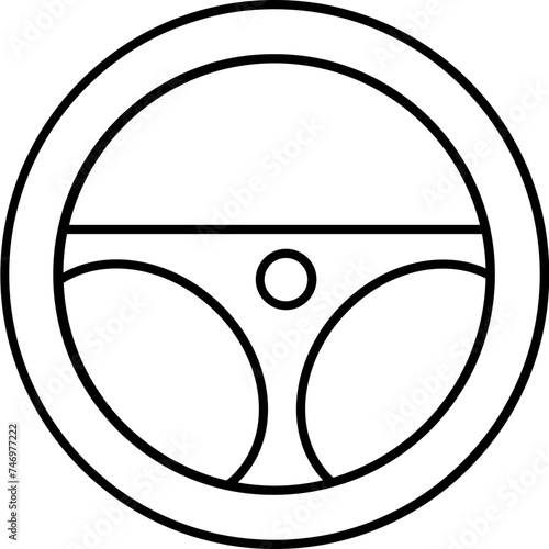 Thin Line Art Steering Icon on White Background.