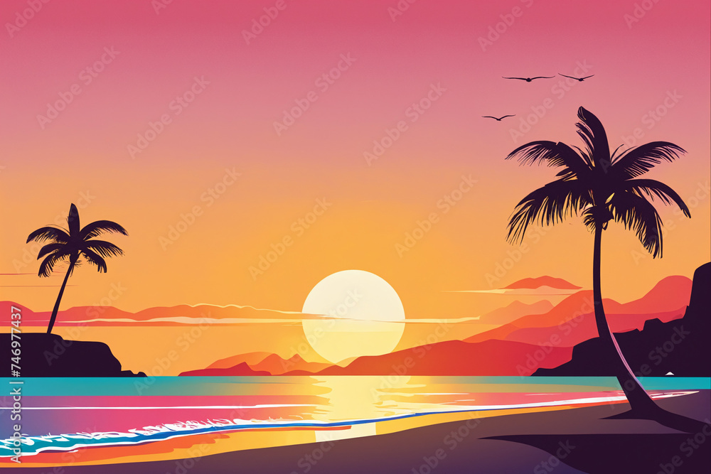 sunset on the beach.generative AI