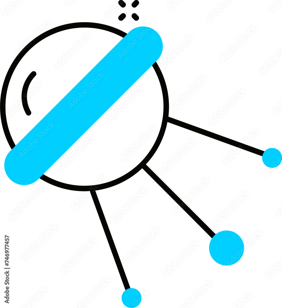 Black and White sputnik icon in flat style. Black and White sputnik icon in flat style.