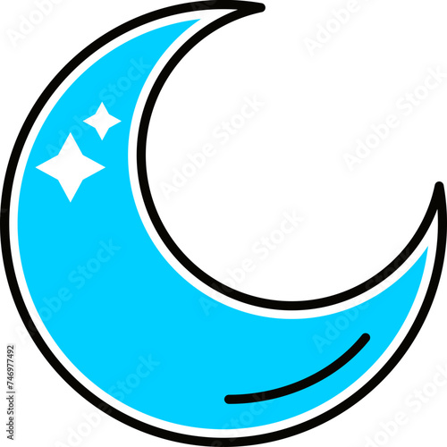 Crescent moonlight icon in blue color.
