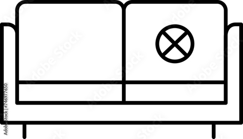 Flat style Cross Mark on Seats Icon in Line Art.