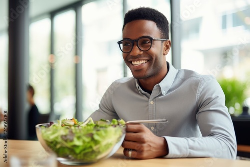 A Man Enjoying a Healthy Meal  Fictional Character Created By Generated AI.