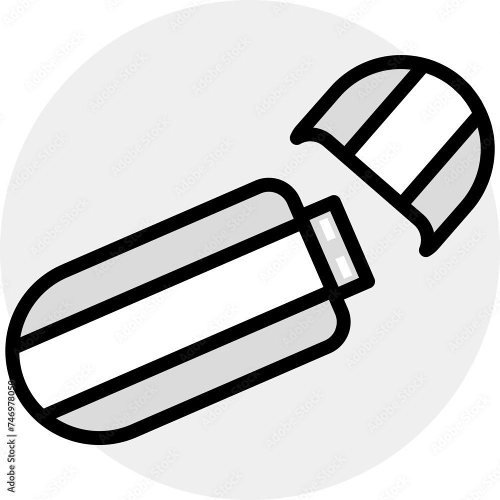 USB or Pendrive icon in gray and black color. USB or Pendrive icon in gray and black color.