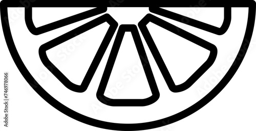 Lemon Or Orange Slice Icon In Thin Line Art.