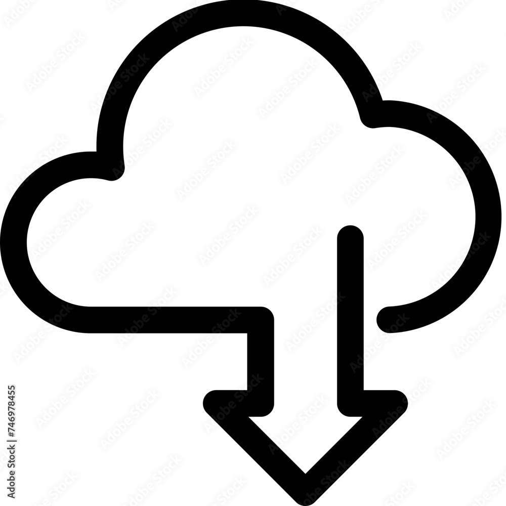 Cloud download icon in line art. Cloud download icon in line art.