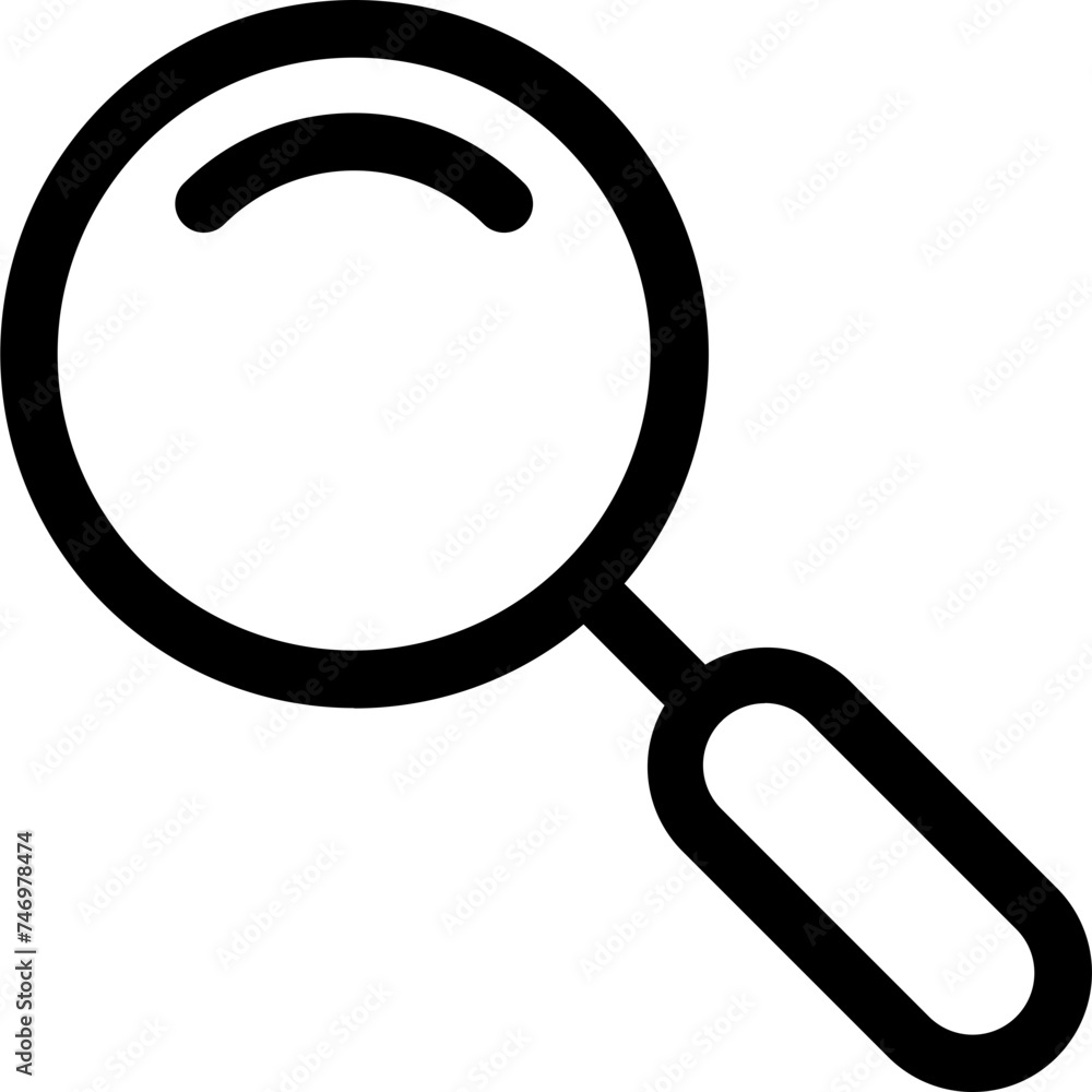 Line art magnifying glass icon in flat style. Line art magnifying glass icon in flat style.