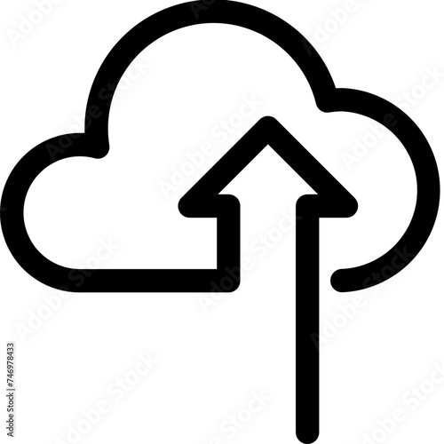 Cloud upload icon in thin line art.