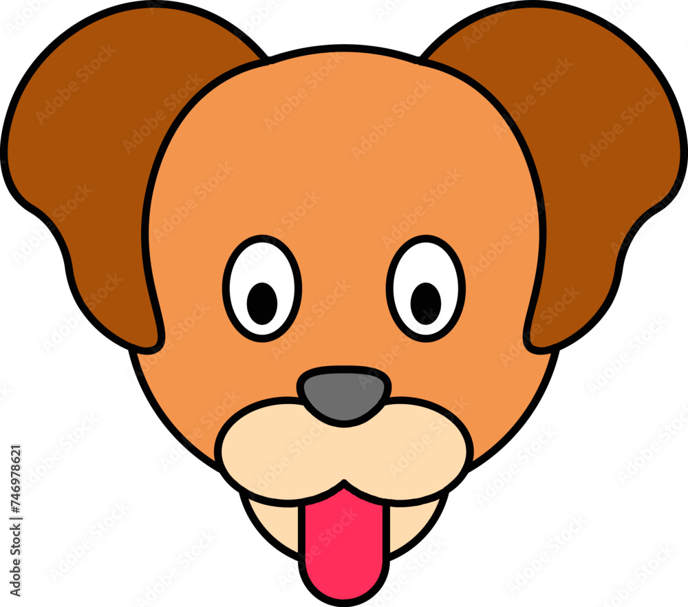Cartoon Dog Face icon in orange and brown color. Cartoon Dog Face icon in orange and brown color.