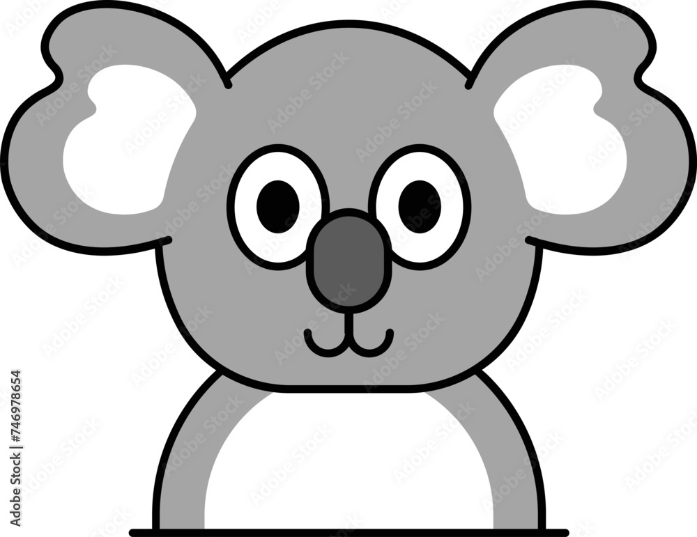 Cartoon Koala icon in grey color. Cartoon Koala icon in grey color.