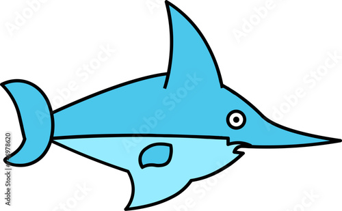 Swordfish or Blue Marlin icon in flat style.