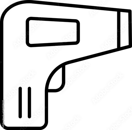 Infrared Thermometer Icon In Black Line Art.