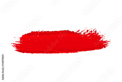 ruddy Paint brush stroke oil color. Art draw red brush isolated on white background.