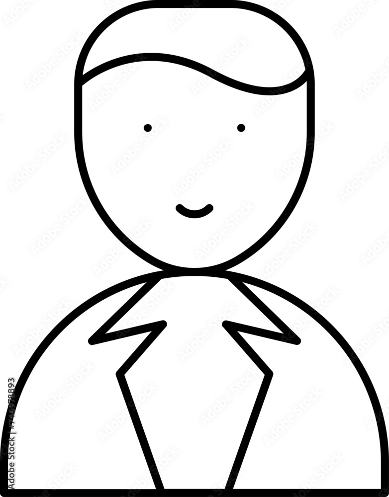 Business man icon in thin line art. Business man icon in thin line art.