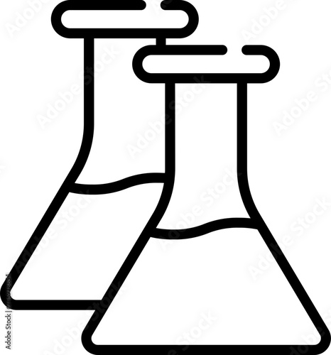 Two Chemical Flask Icon In Thin Line Art.