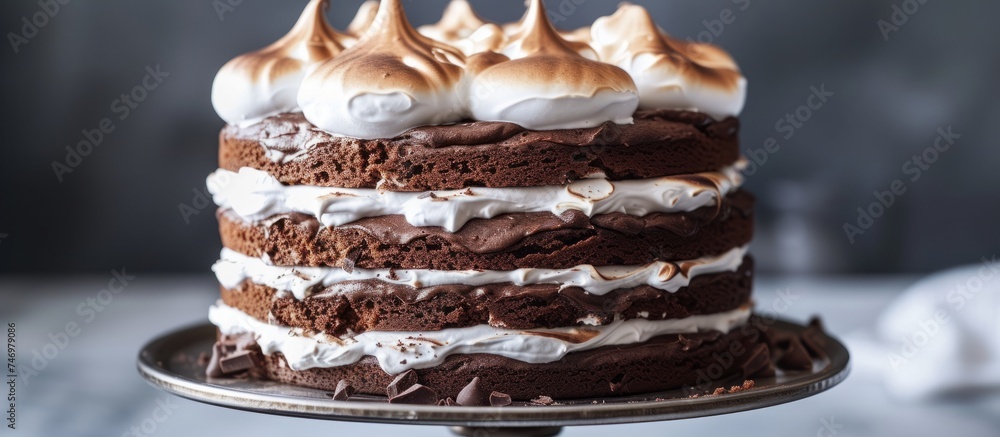 Delicious Chocolate Cake with Marshmallows on Top for Sweet Celebrations and Indulgence Delicious Chocolate Cake with Marshmallows on Top for Sweet Celebrations and Indulgence