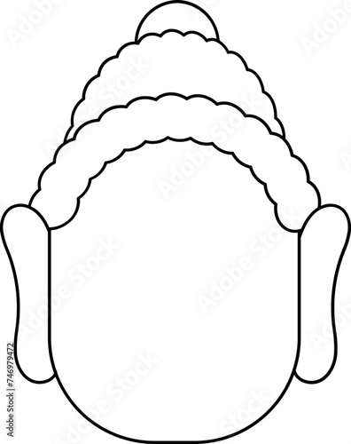 Gautama Buddha Face Icon in Line Art.
