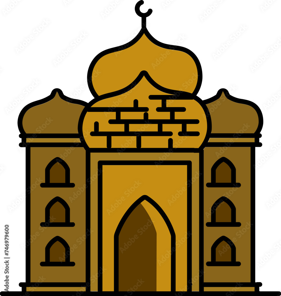 Fototapeta premium Illustration of Mosque icon in brown color.