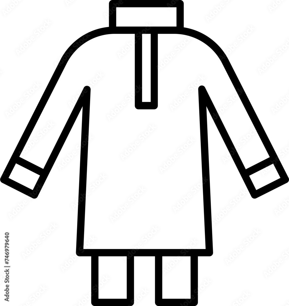 Kurta Pajama icon in black line art. Kurta Pajama icon in black line art.