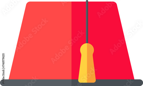 Tarboosh Hat icon in red and grey color.