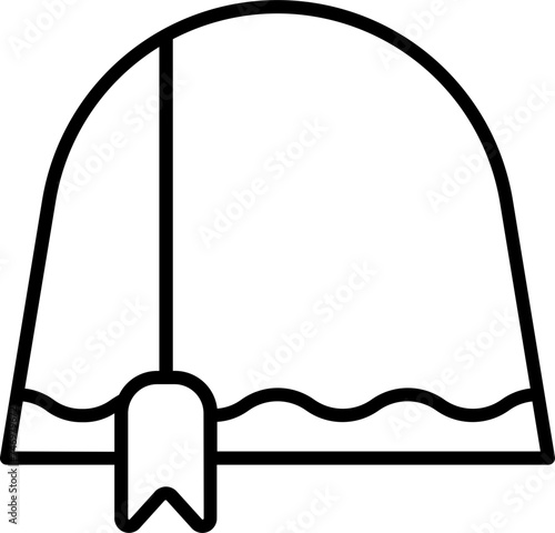 Tarboosh or Kufi Hat icon in black line art.