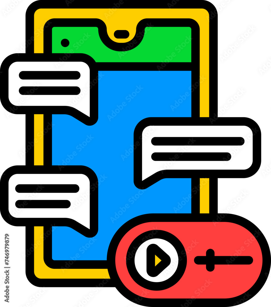 Illustartion of Colorful Video Message in Smartphone Screen Icon. Illustartion of Colorful Video Message in Smartphone Screen Icon.
