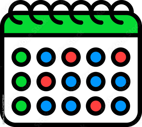 Colorful Calendar Icon on White Background.
