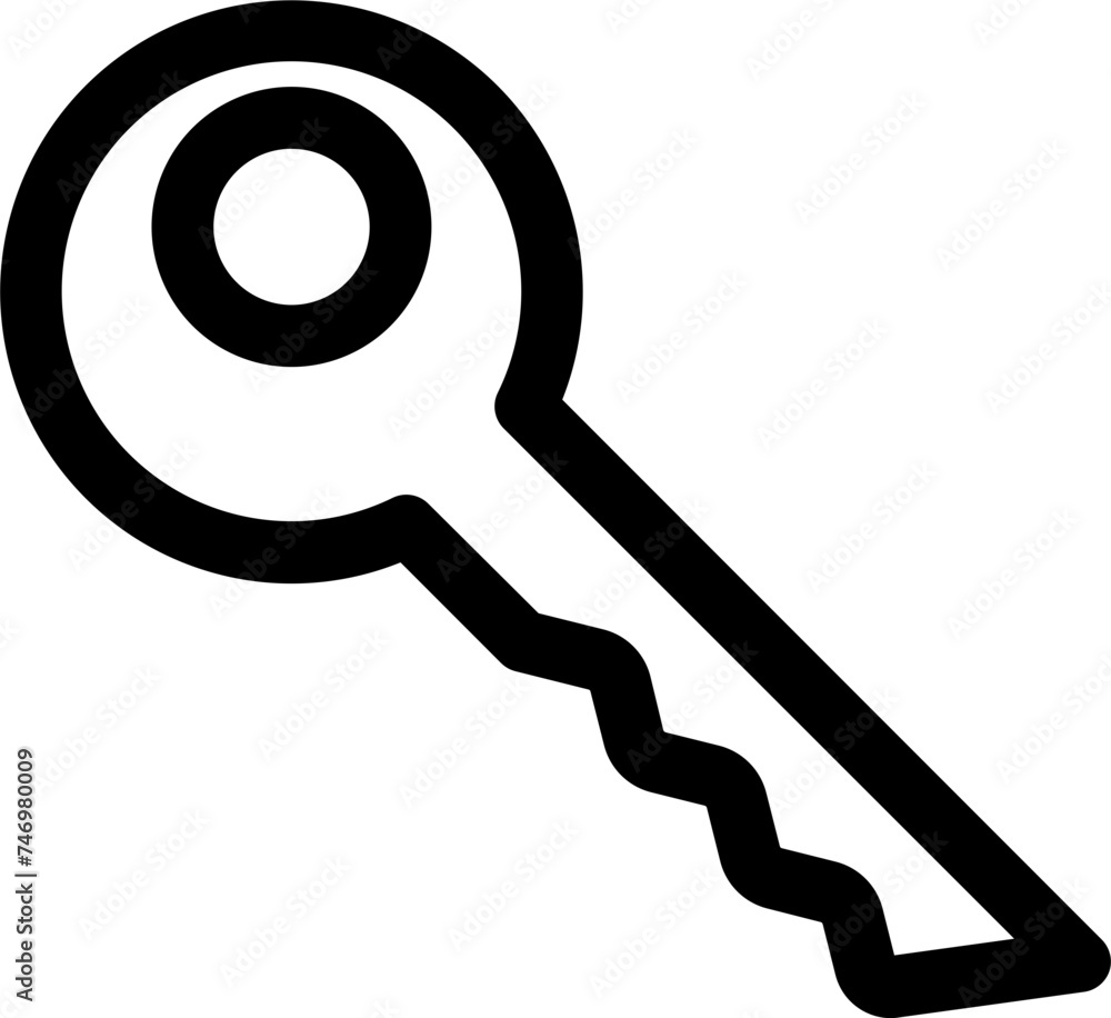 Line art Key icon in flat style. Line art Key icon in flat style.