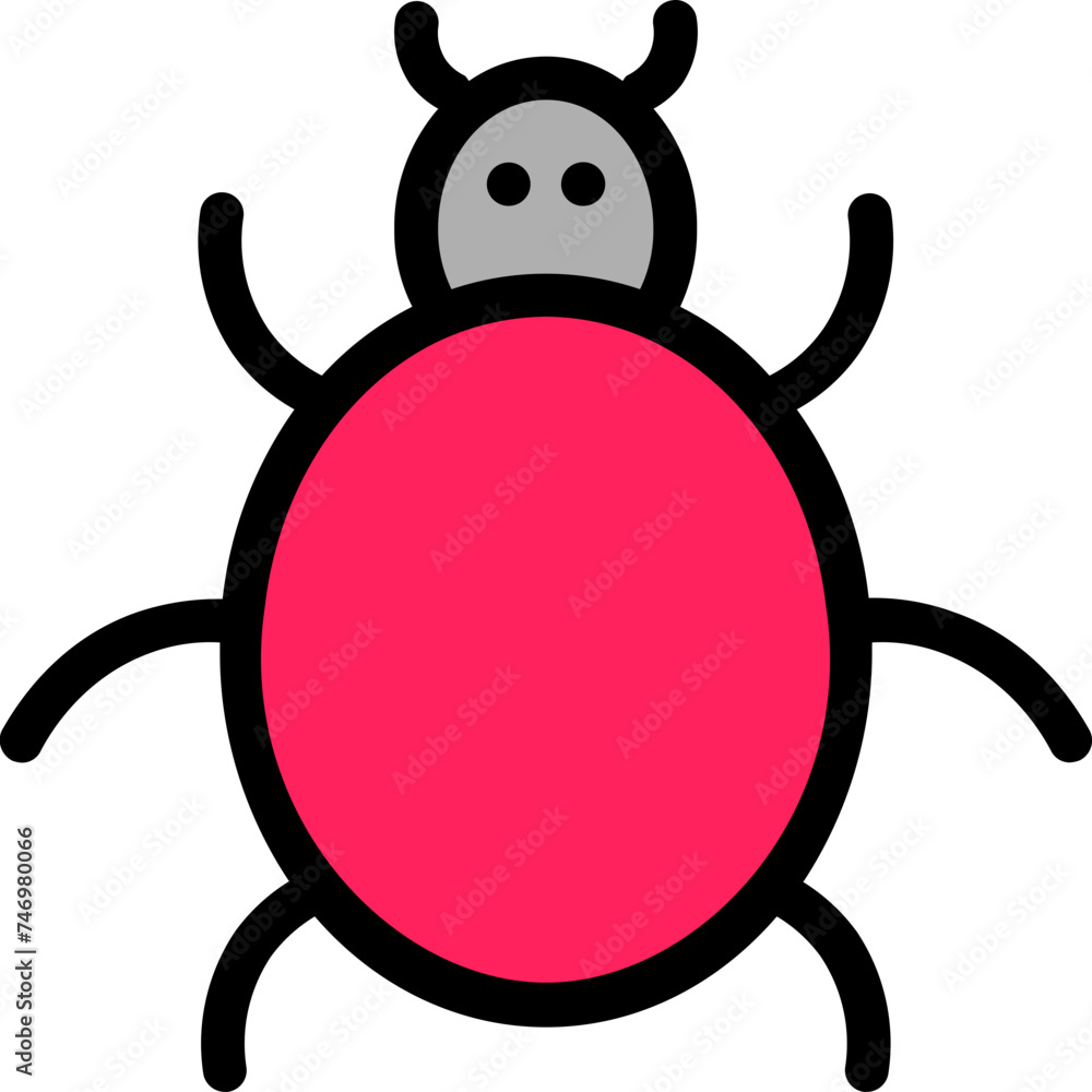 Cartoon Bug Character in pink and black color. Cartoon Bug Character in pink and black color.