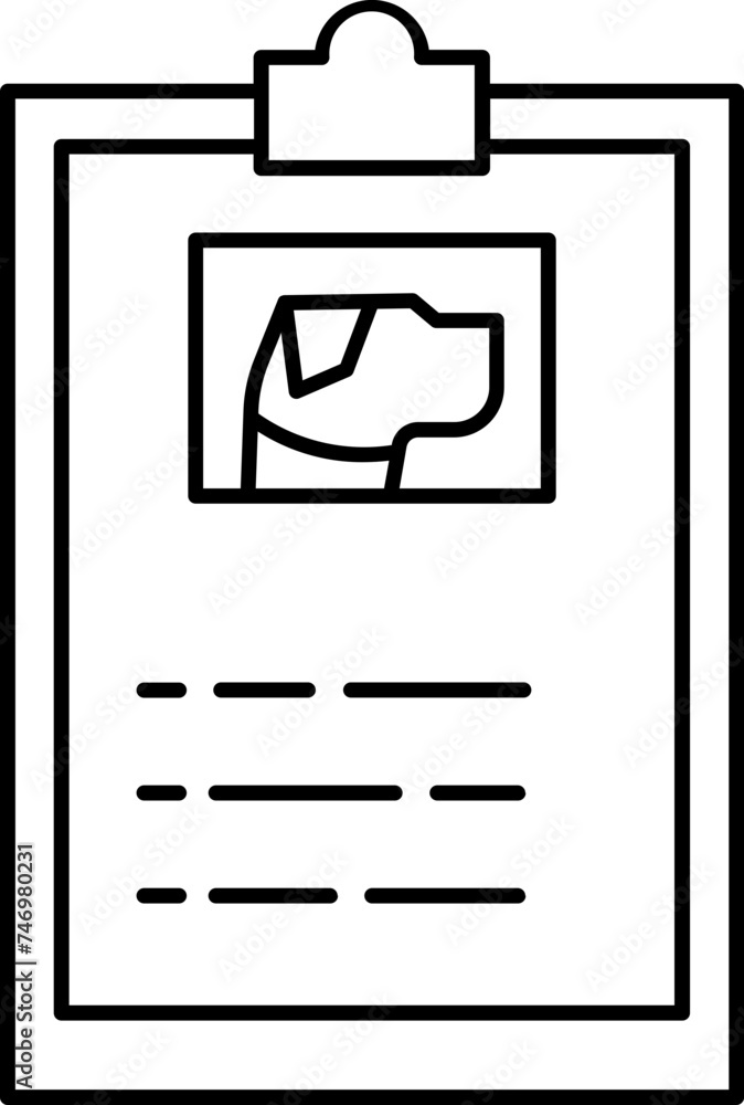 Animal Adopt Paper Or Clipboard Icon in Black Outline. Animal Adopt Paper Or Clipboard Icon in Black Outline.