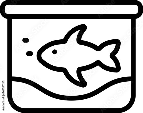 Line art Fish tank icon in flat style.