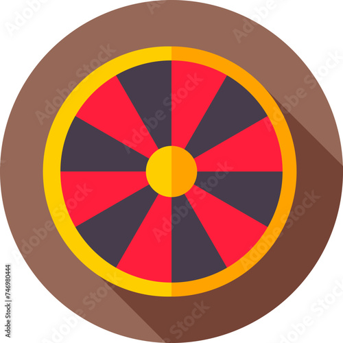 Flat style Casino roulette wheel icon or symbol.