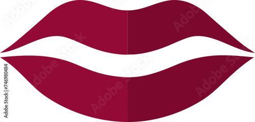 Pink lips icon or symbol in flat style.