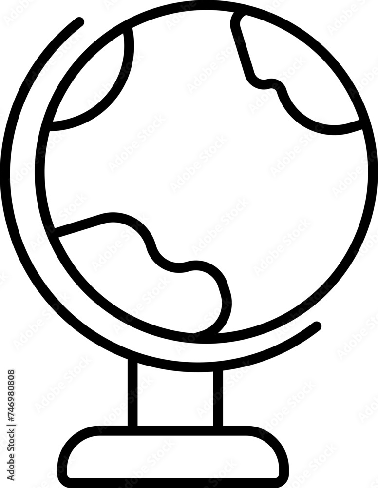 Earth globe stand icon in black outline. Earth globe stand icon in black outline.