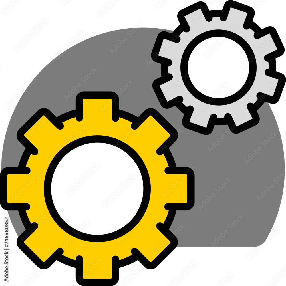 Setting or Cogwheel icon in yellow and gray color. Setting or Cogwheel icon in yellow and gray color.