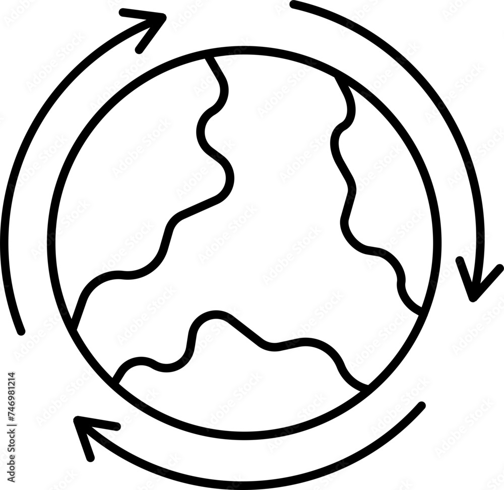 Recycle Globe Icon In Thin line Art. Recycle Globe Icon In Thin line Art.