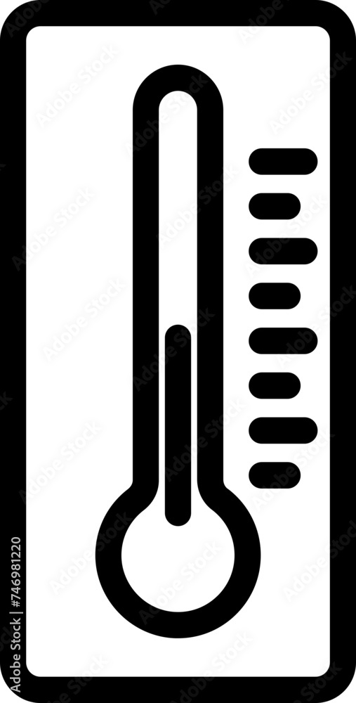 Thermometer Icon or Symbol in Black Line Art. Thermometer Icon or Symbol in Black Line Art.