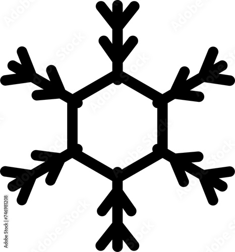 Line Art Illustration of Snowflake Icon.