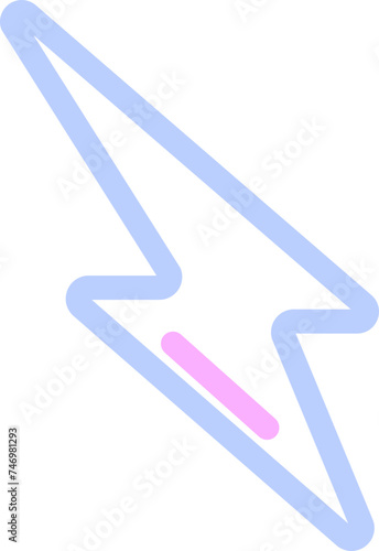 Lightning Bolt Icon In Blue Line Art.