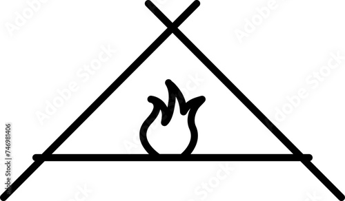 Flat style Campfire icon in line art.