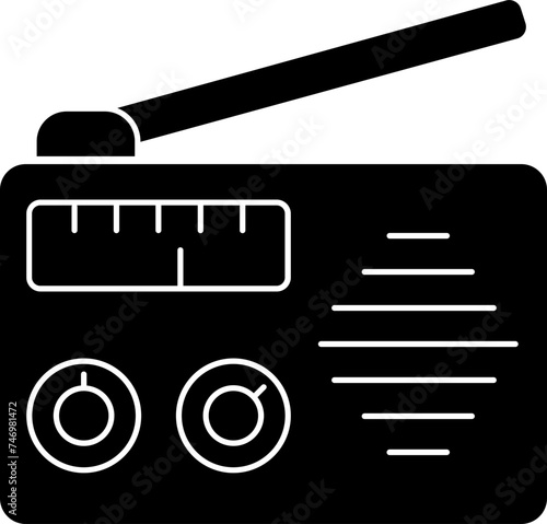 Flat Style Radio Icon In Black And White Color.