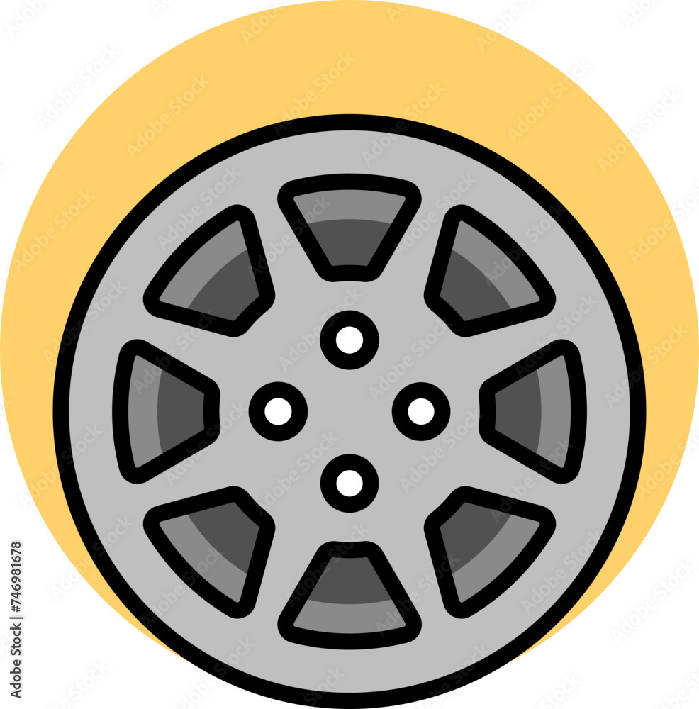 Obraz premium Flat style Film reel icon in gray color.