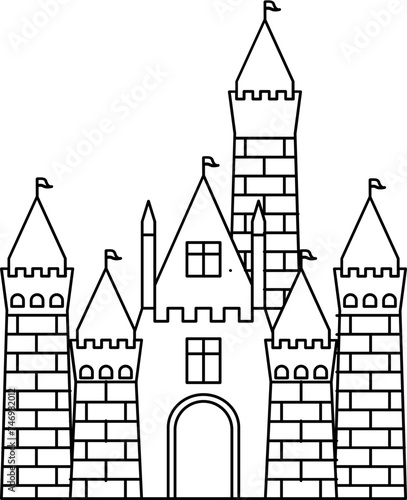 Tableau sur toile Disneyland Resort or Park Icon in Black Line Art.