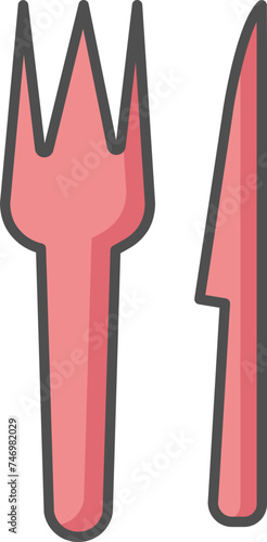 Fork spoon with Knife icon in red color.